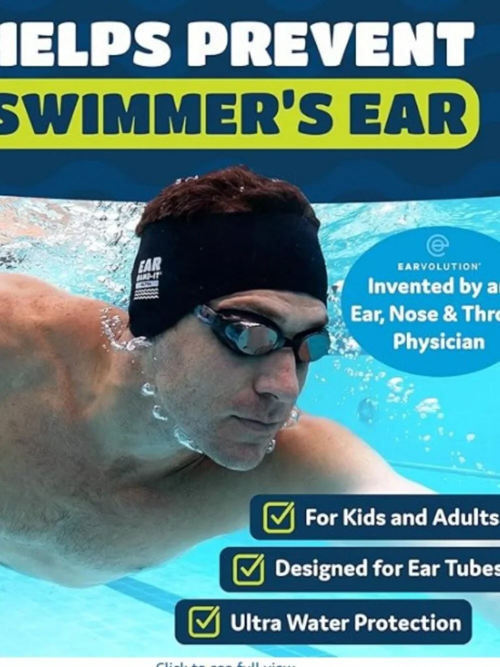 Earvolution Ear Band-It Ultra Swimming Headband for Kids Medium